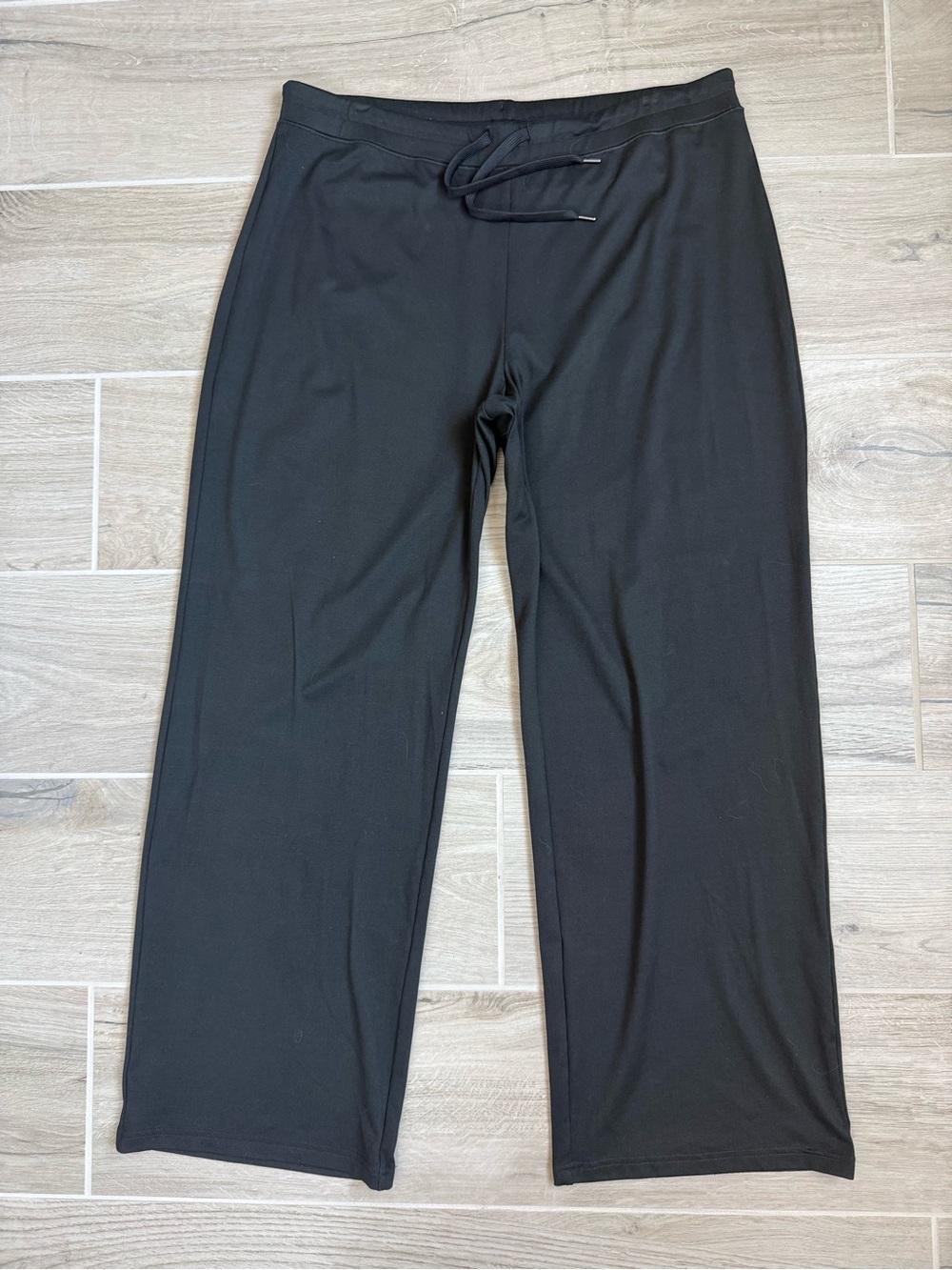 Quince Womens XL Black Flowknit Wide Leg Pants Stretch Drawstring Athleisure - Picture 2 of 8